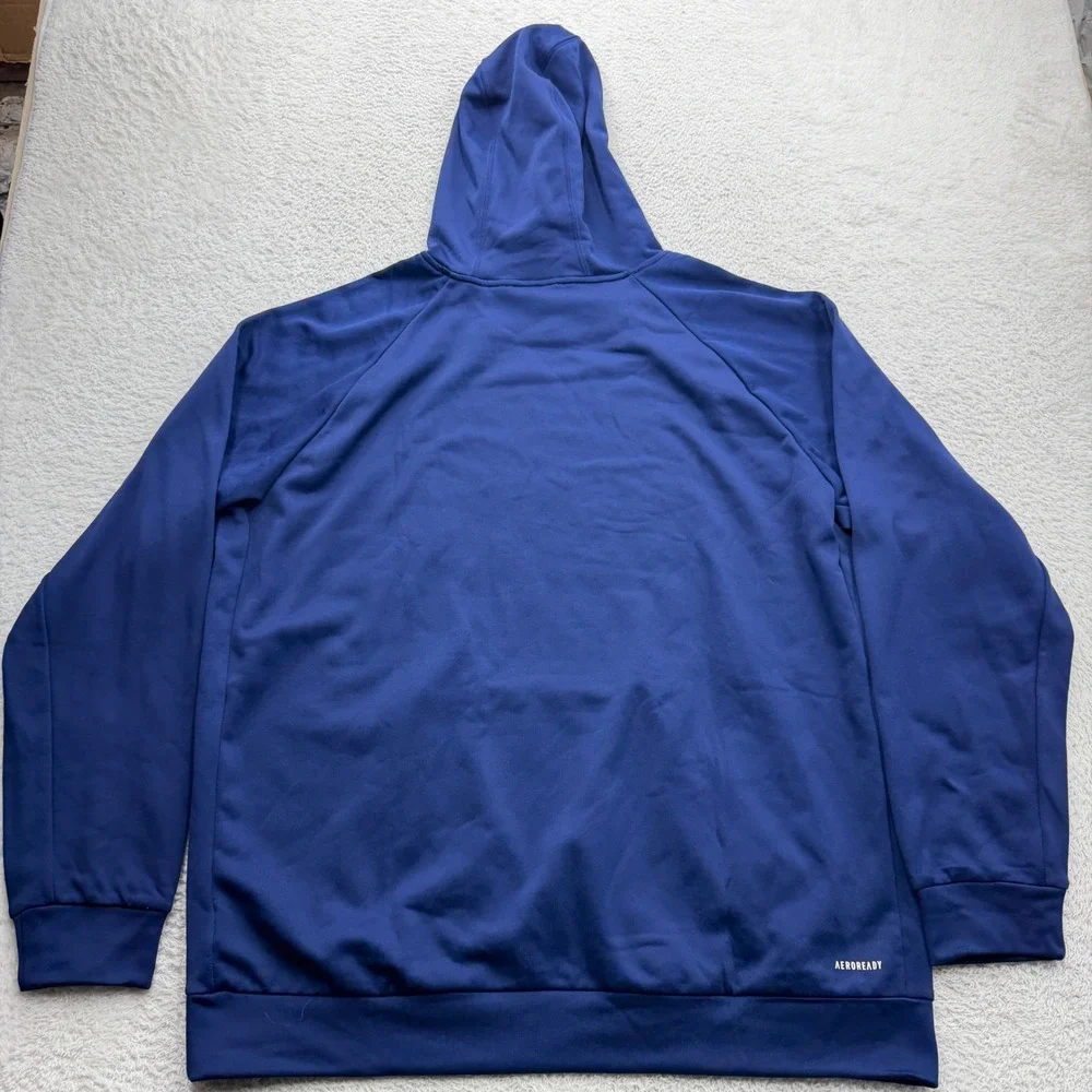 Adidas Mens Training Hoodie Dark Blue Bliss Lila Graphic Logo XL IM1770 NWT